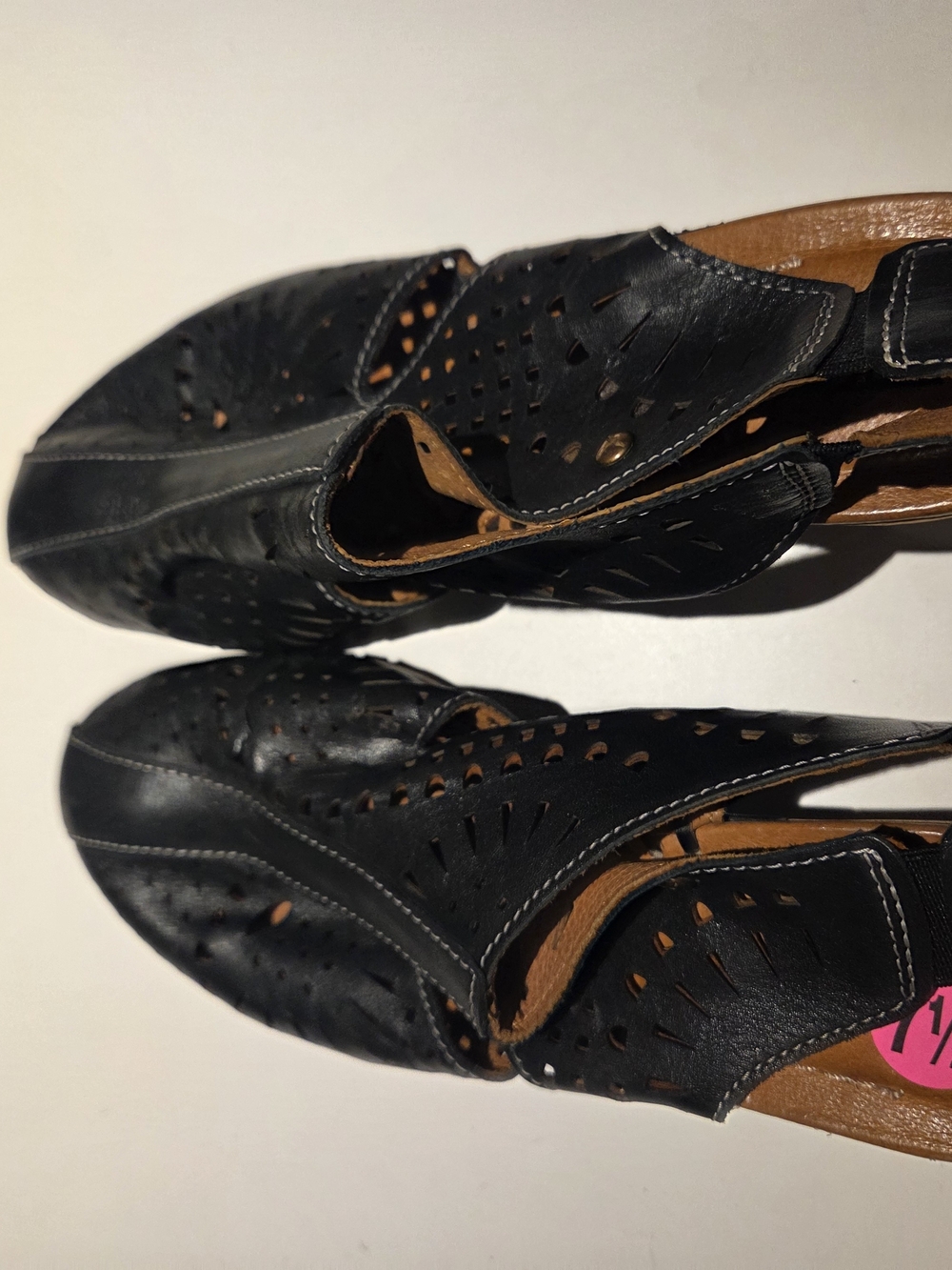 Women’s Pikolinos Black Laser-Cut Leather Slingback Wedge Sandals
